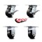 Service Caster 4 Inch Rubber on Steel Caster Set with Roller Bearing 2 Brakes and 2 Rigid SCC SCC-35S420-RSR-SLB-2-R-2 - alternate 2